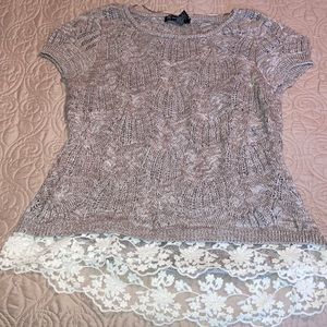 International concepts lace bottom sweater
